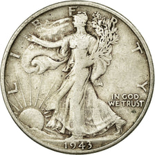 Coin, United States, Walking Liberty Half Dollar, Half Dollar, 1943, U.S. Mint
