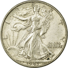 Coin, United States, Walking Liberty Half Dollar, Half Dollar, 1943, U.S. Mint