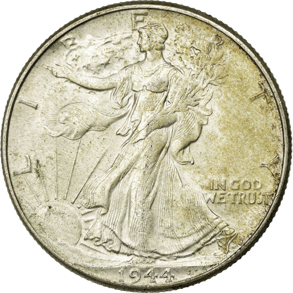 Coin, United States, Walking Liberty Half Dollar, Half Dollar, 1944, U.S. Mint