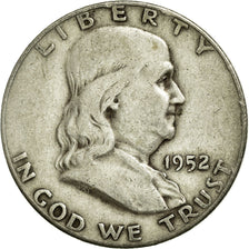 Coin, United States, Franklin Half Dollar, Half Dollar, 1952, U.S. Mint, Denver