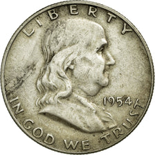 Coin, United States, Franklin Half Dollar, Half Dollar, 1954, U.S. Mint, Denver