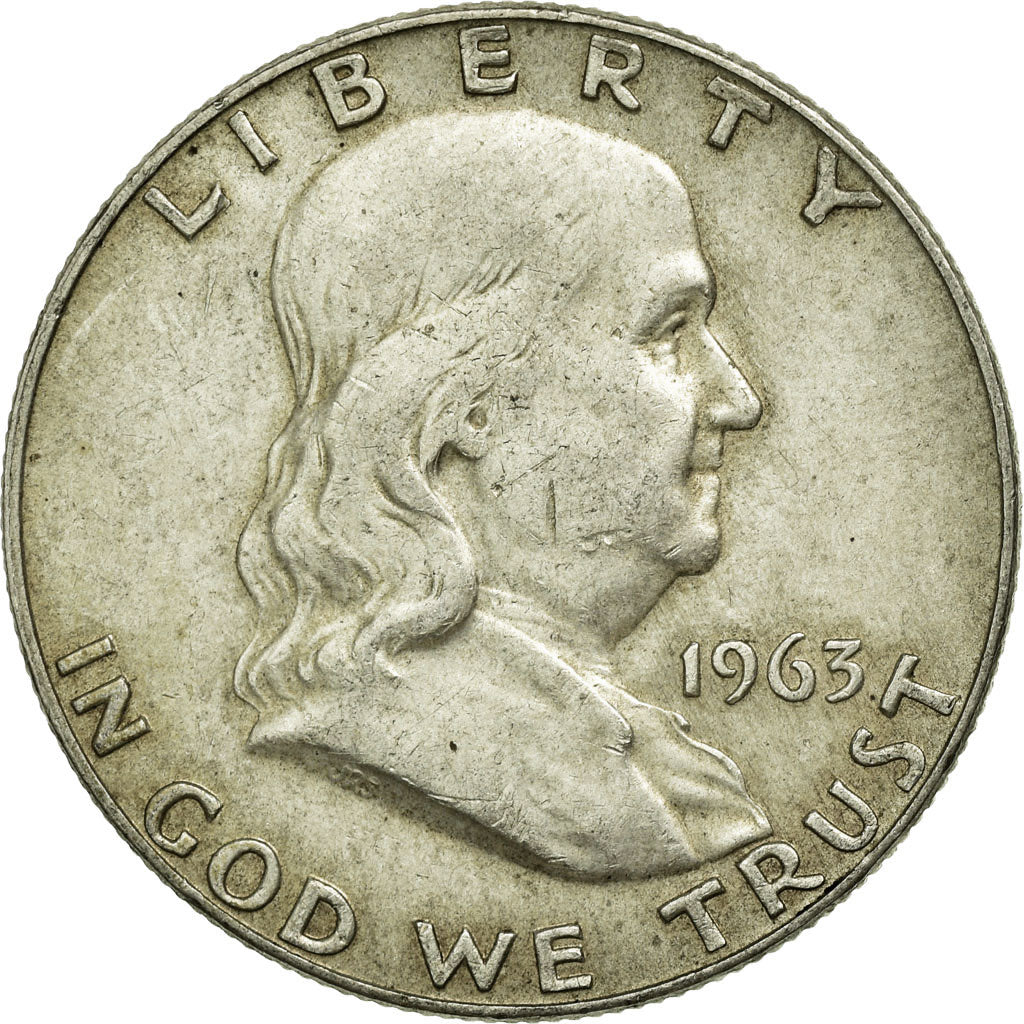 Coin, United States, Franklin Half Dollar, Half Dollar, 1963, U.S. Mint, Denver