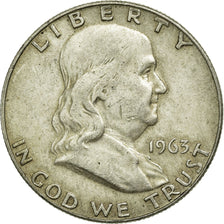 Coin, United States, Franklin Half Dollar, Half Dollar, 1963, U.S. Mint, Denver
