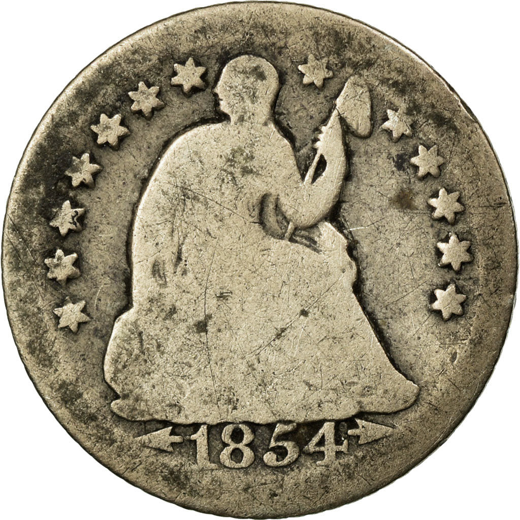 Coin, United States, Seated Liberty Half Dime, Half Dime, 1854, U.S. Mint, New