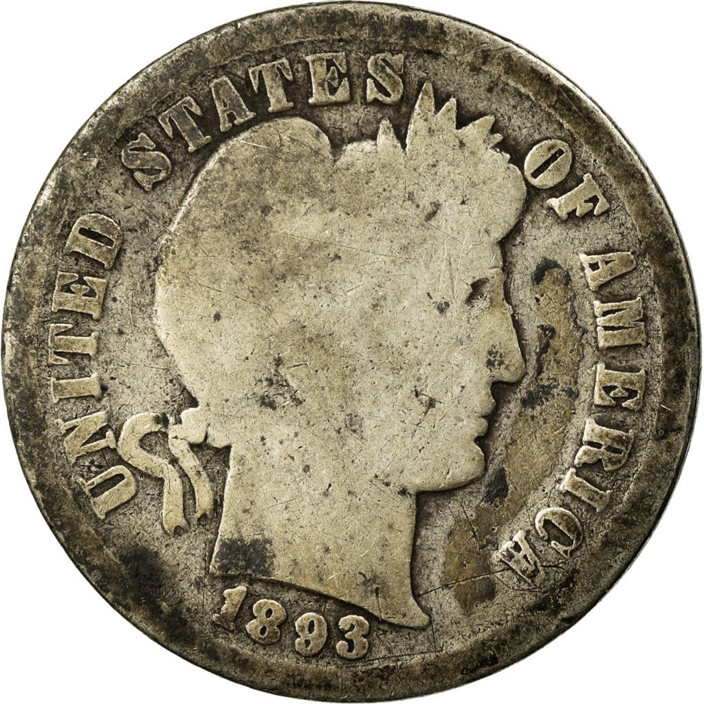 Coin, United States, Barber Dime, Dime, 1893, U.S. Mint, Philadelphia, VG(8-10)