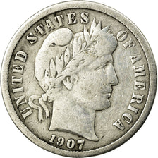 Coin, United States, Barber Dime, Dime, 1907, U.S. Mint, Philadelphia