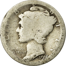 Coin, United States, Mercury Dime, Dime, 1916, U.S. Mint, Philadelphia