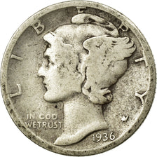 Coin, United States, Mercury Dime, Dime, 1936, U.S. Mint, Denver, VF(20-25)