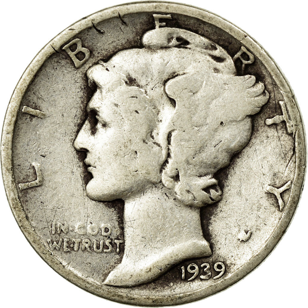 Moneta, Stati Uniti, Mercury Dime, Dime, 1939, U.S. Mint, Philadelphia, B+