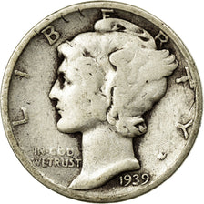 Moneta, Stati Uniti, Mercury Dime, Dime, 1939, U.S. Mint, Philadelphia, B+