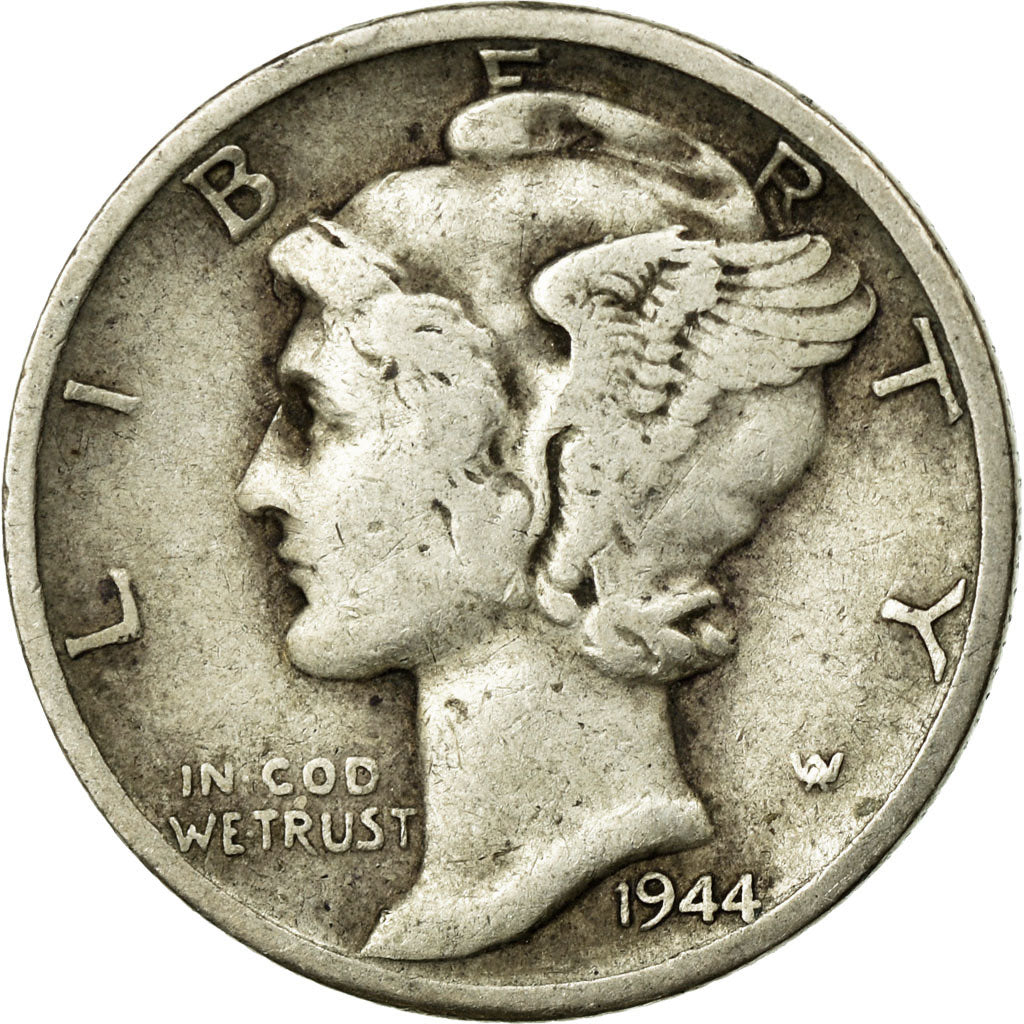 Coin, United States, Mercury Dime, Dime, 1944, U.S. Mint, Denver, VF(20-25)