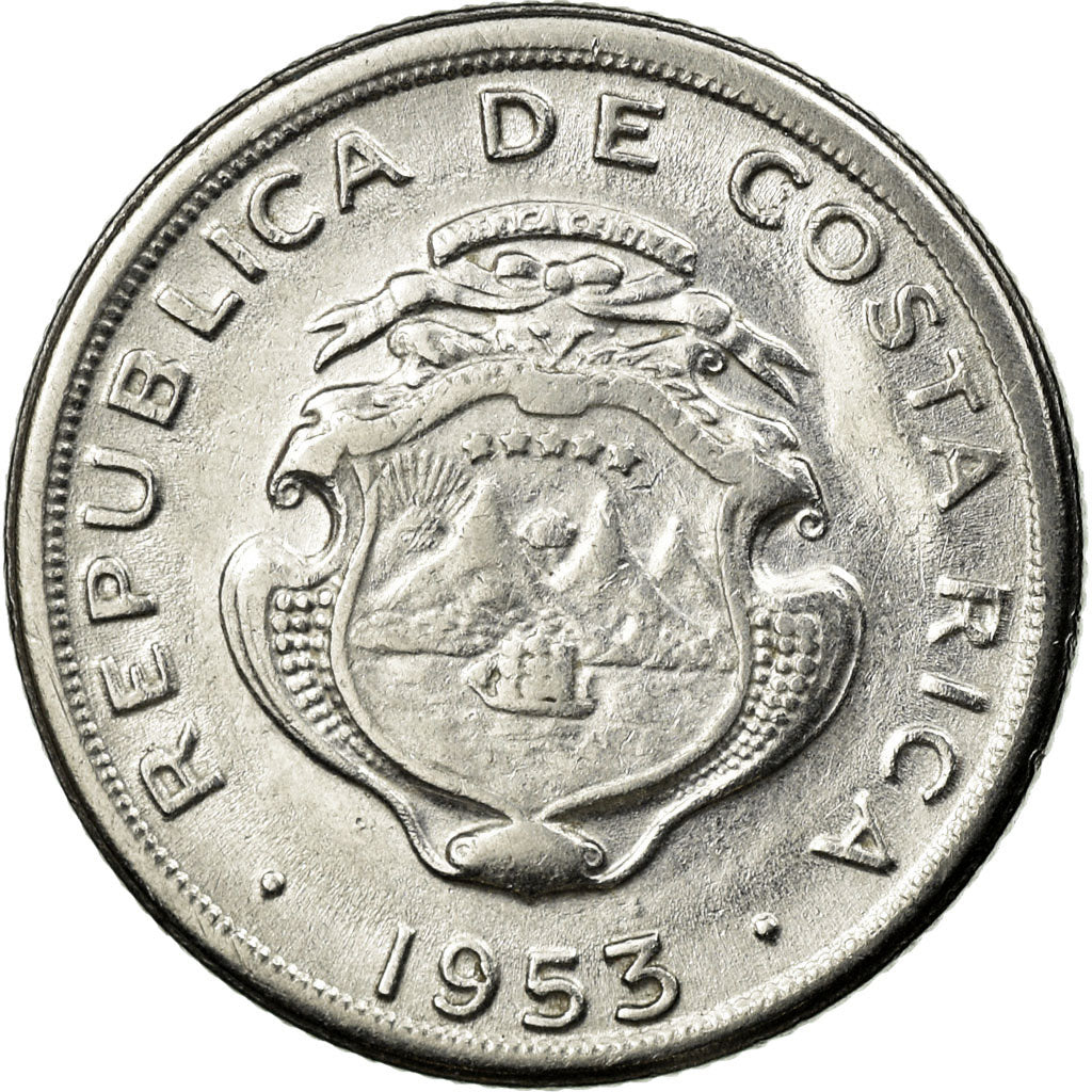 Coin, Costa Rica, 10 Centimos, 1953, EF(40-45), Stainless Steel, KM:185.1a