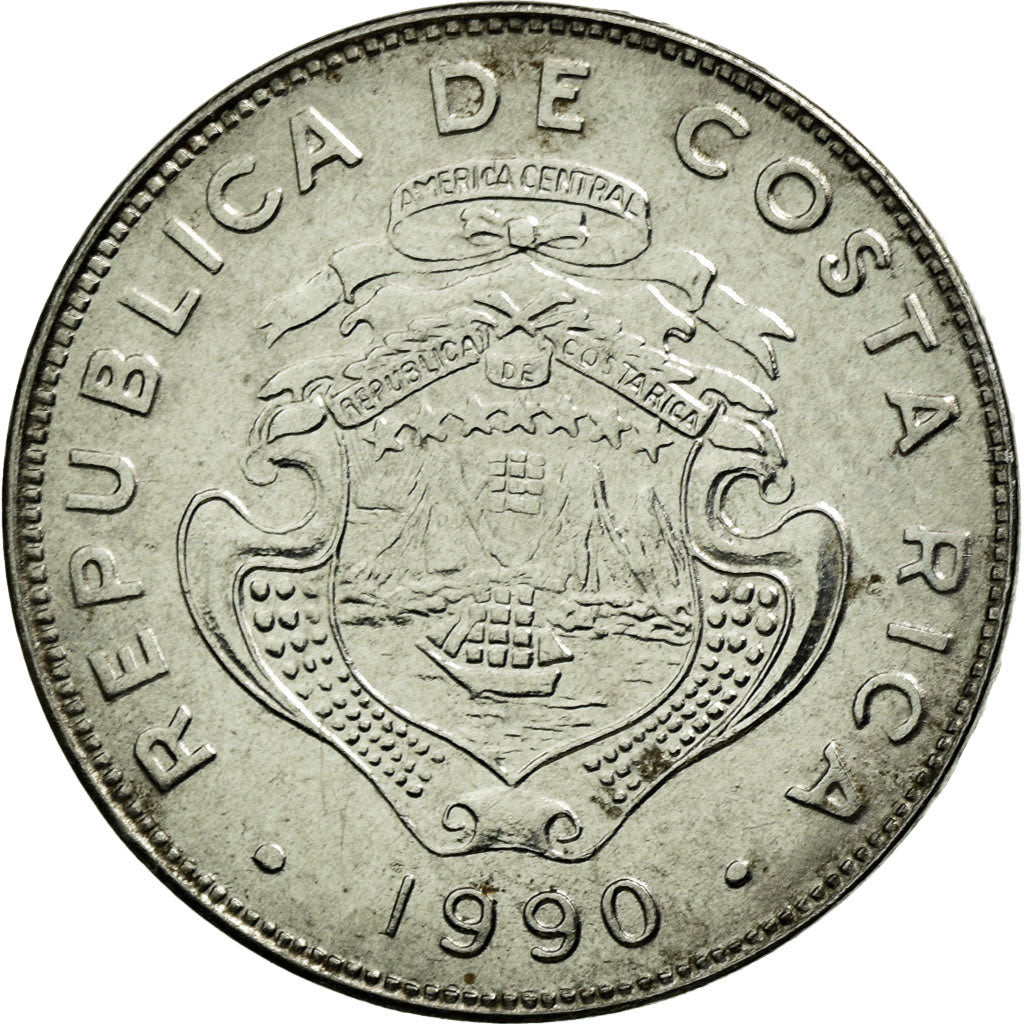 Coin, Costa Rica, 50 Centimos, 1990, EF(40-45), Stainless Steel, KM:209.2