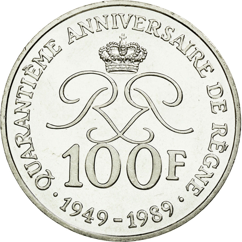 Coin, Monaco, Rainier III, 100 Francs, 1989, MS(63), Silver, KM:164
