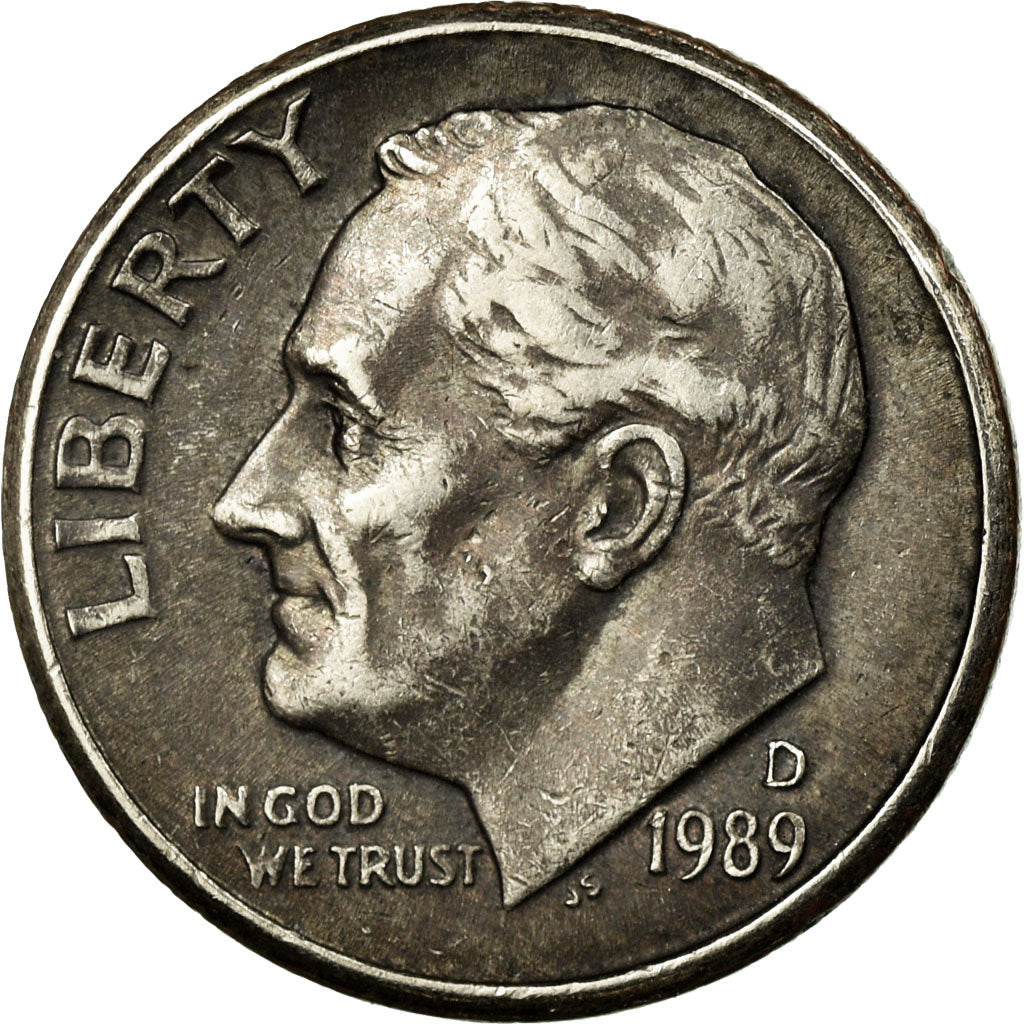 Monnaie, États-Unis, Roosevelt Dime, Dime, 1989, U.S. Mint, Denver, TB+
