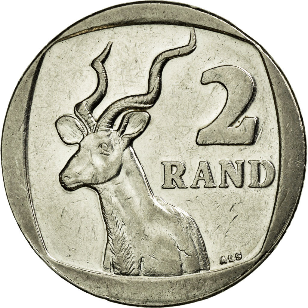 Moneda, Sudáfrica, 2 Rand, 2010, Pretoria, MBC, Níquel chapado en cobre