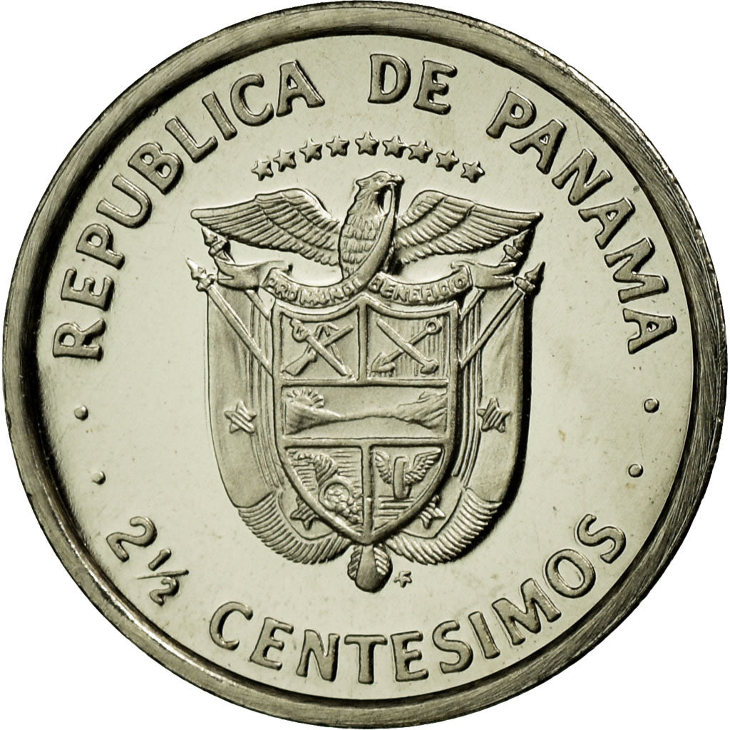 Coin, Panama, 2-1/2 Centesimos, 1975, Franklin Mint, MS(65-70), Copper-Nickel