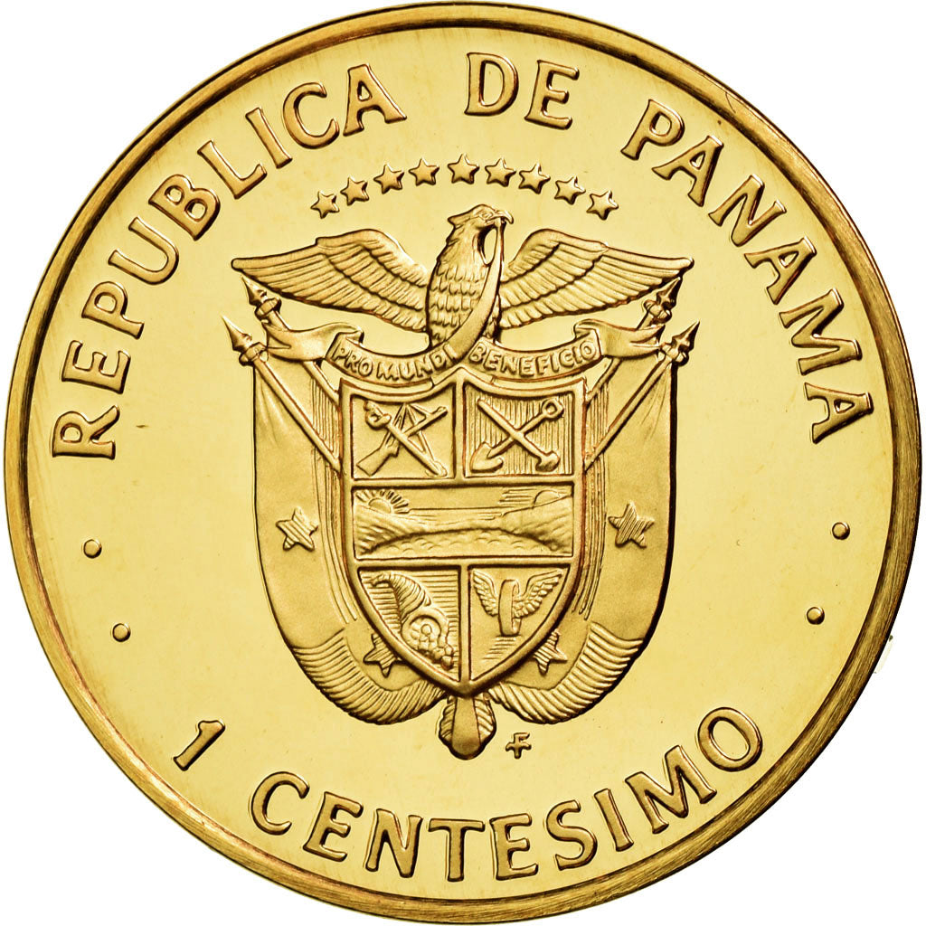 Coin, Panama, Centesimo, 1975, Franklin Mint, MS(65-70), Copper Plated Zinc