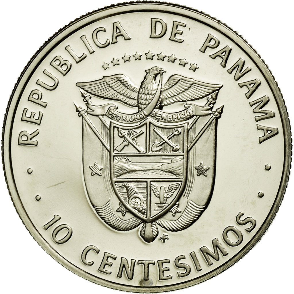 Coin, Panama, 10 Centesimos, 1975, Franklin Mint, MS(65-70), Copper-Nickel Clad