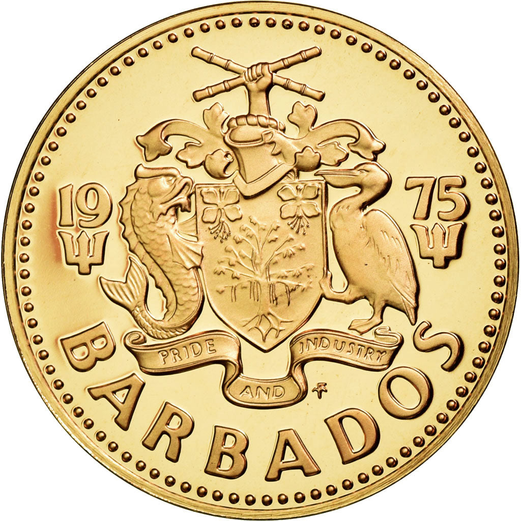 Coin, Barbados, Cent, 1975, Franklin Mint, MS(65-70), Bronze, KM:10