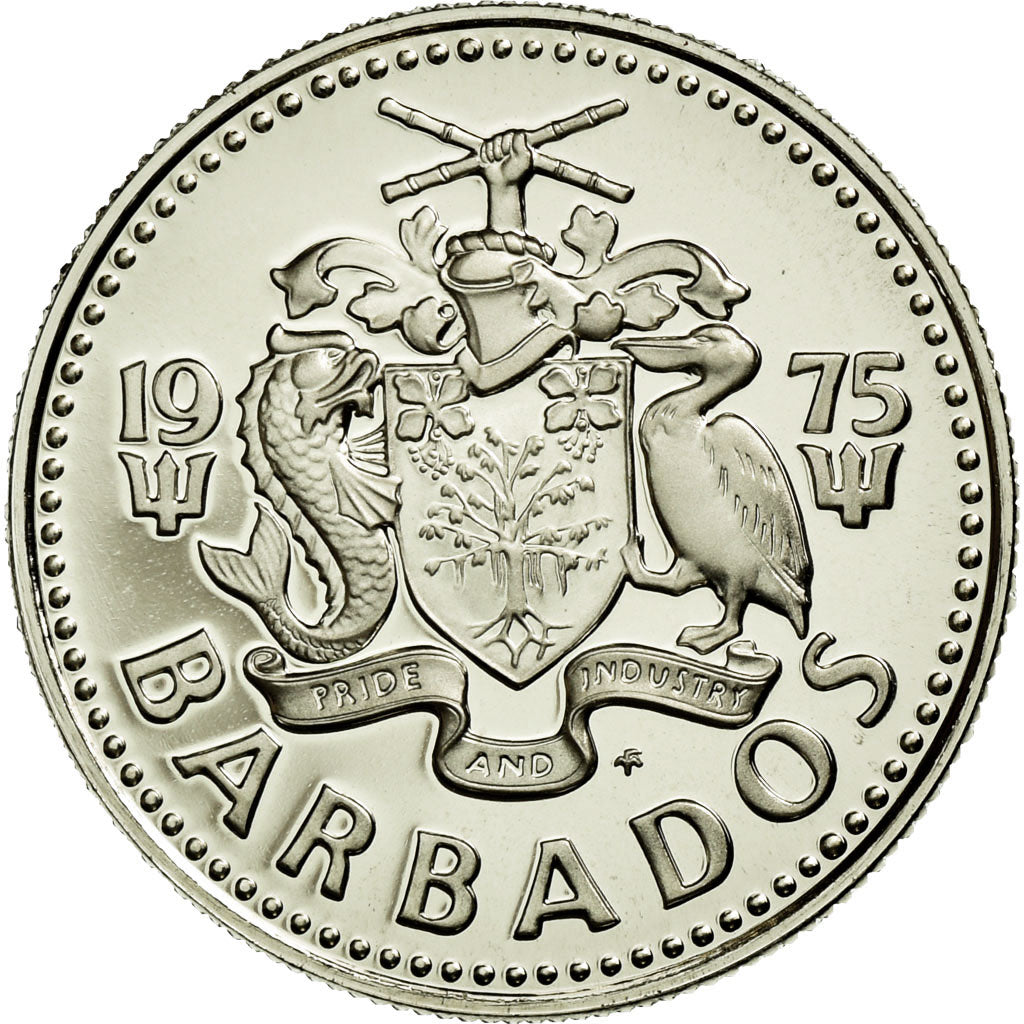 Coin, Barbados, 10 Cents, 1975, Franklin Mint, MS(65-70), Copper-nickel, KM:12