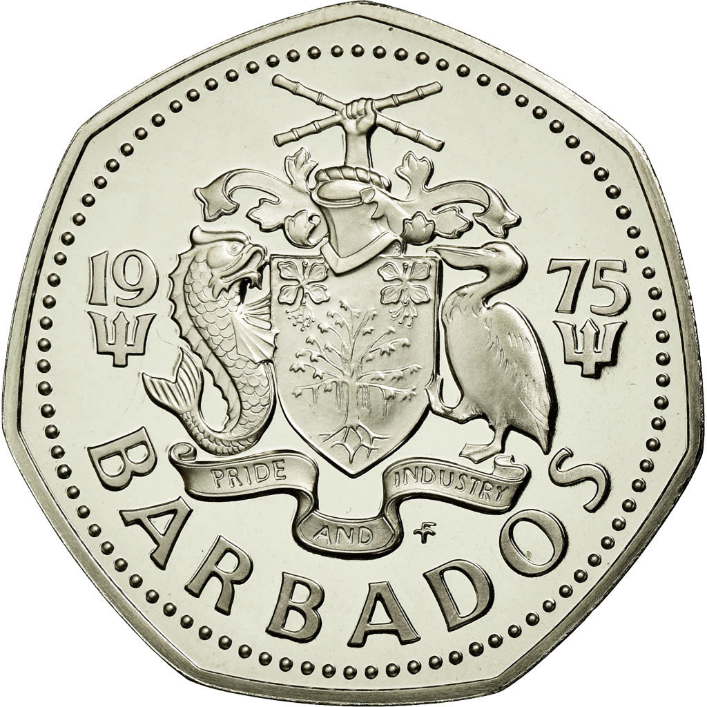 Coin, Barbados, Dollar, 1975, Franklin Mint, MS(65-70), Copper-nickel, KM:14.1
