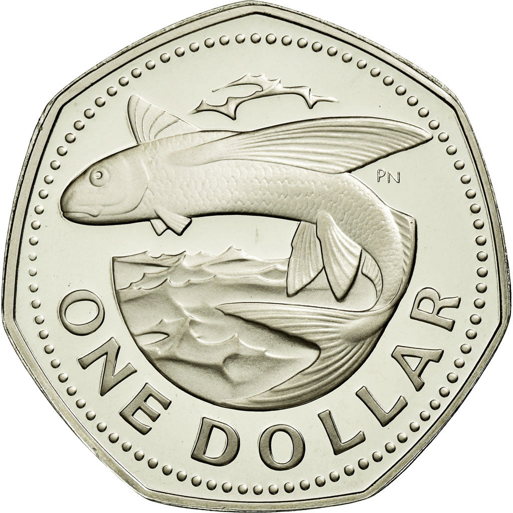 Coin, Barbados, Dollar, 1975, Franklin Mint, MS(65-70), Copper-nickel, KM:14.1
