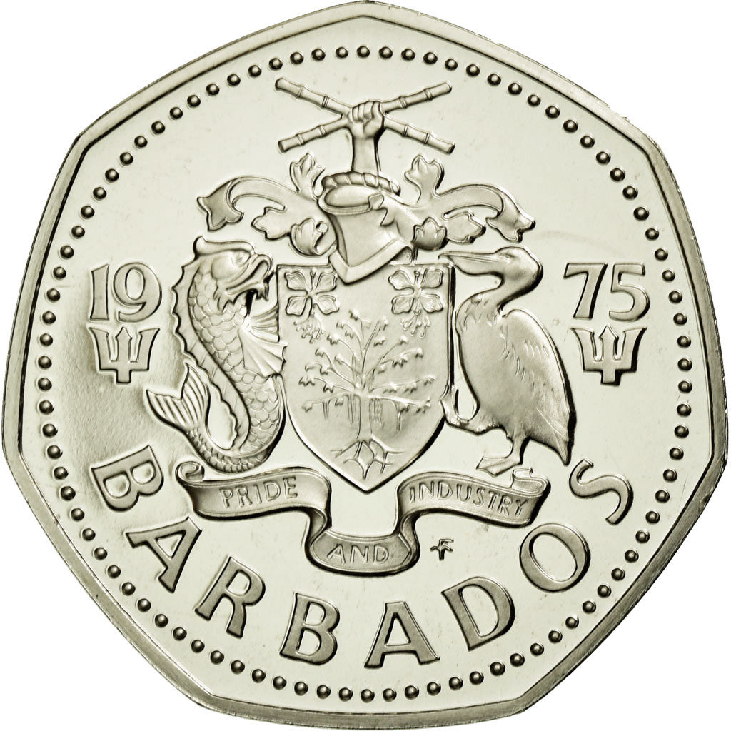 Coin, Barbados, Dollar, 1975, Franklin Mint, MS(65-70), Copper-nickel, KM:14.1