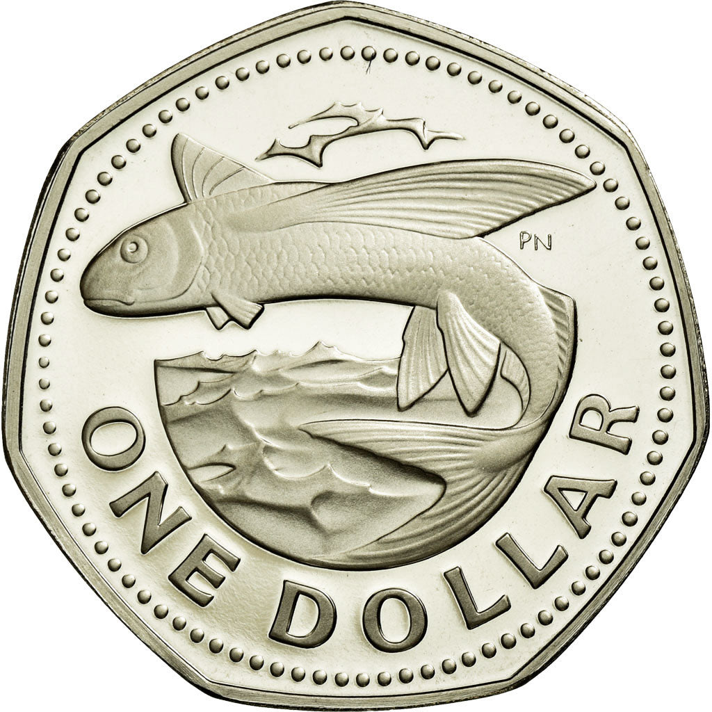 Coin, Barbados, Dollar, 1975, Franklin Mint, MS(65-70), Copper-nickel, KM:14.1