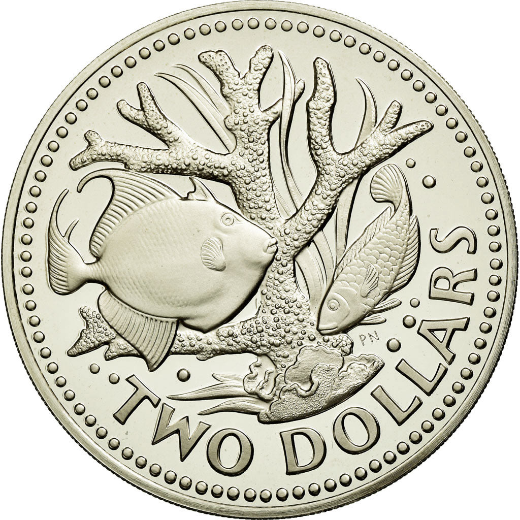 Coin, Barbados, 2 Dollars, 1975, Franklin Mint, MS(65-70), Copper-nickel, KM:15