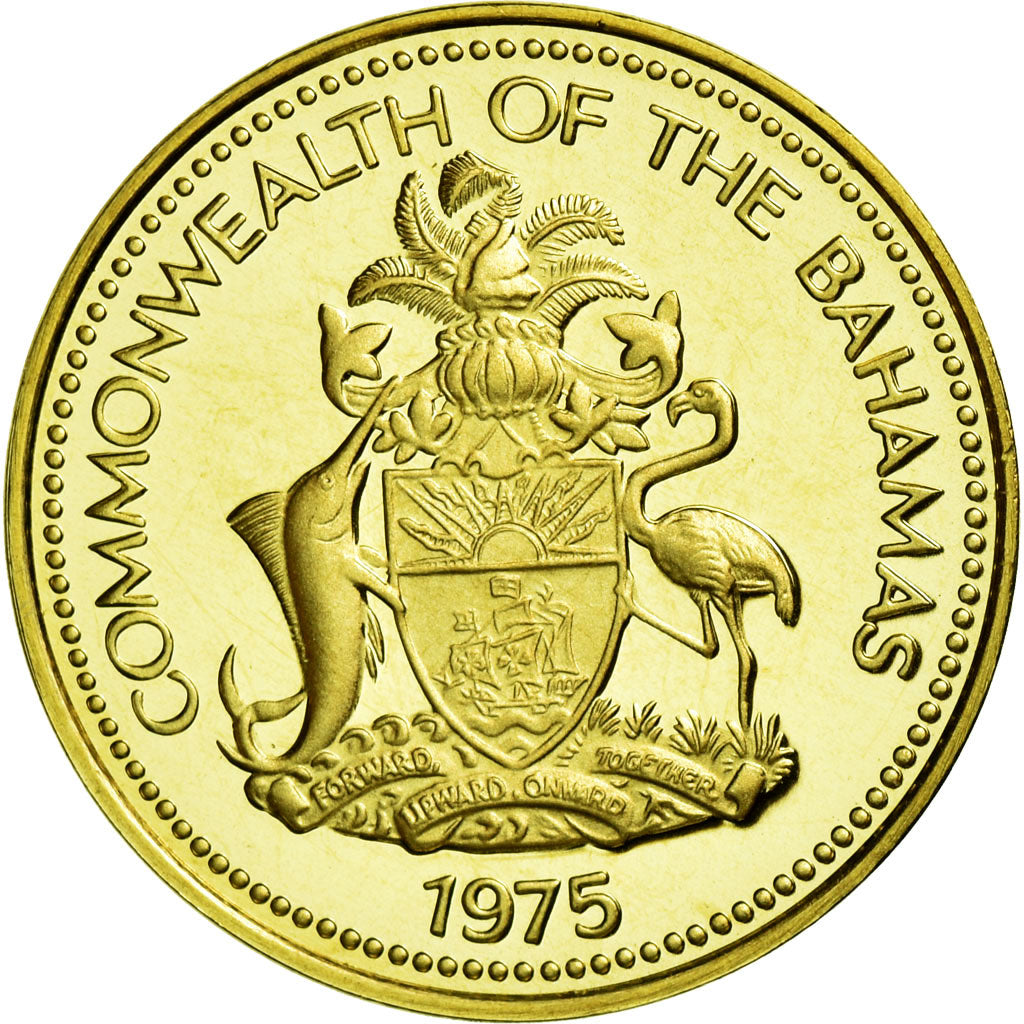 Coin, Bahamas, Elizabeth II, Cent, 1975, Franklin Mint, U.S.A., MS(65-70)