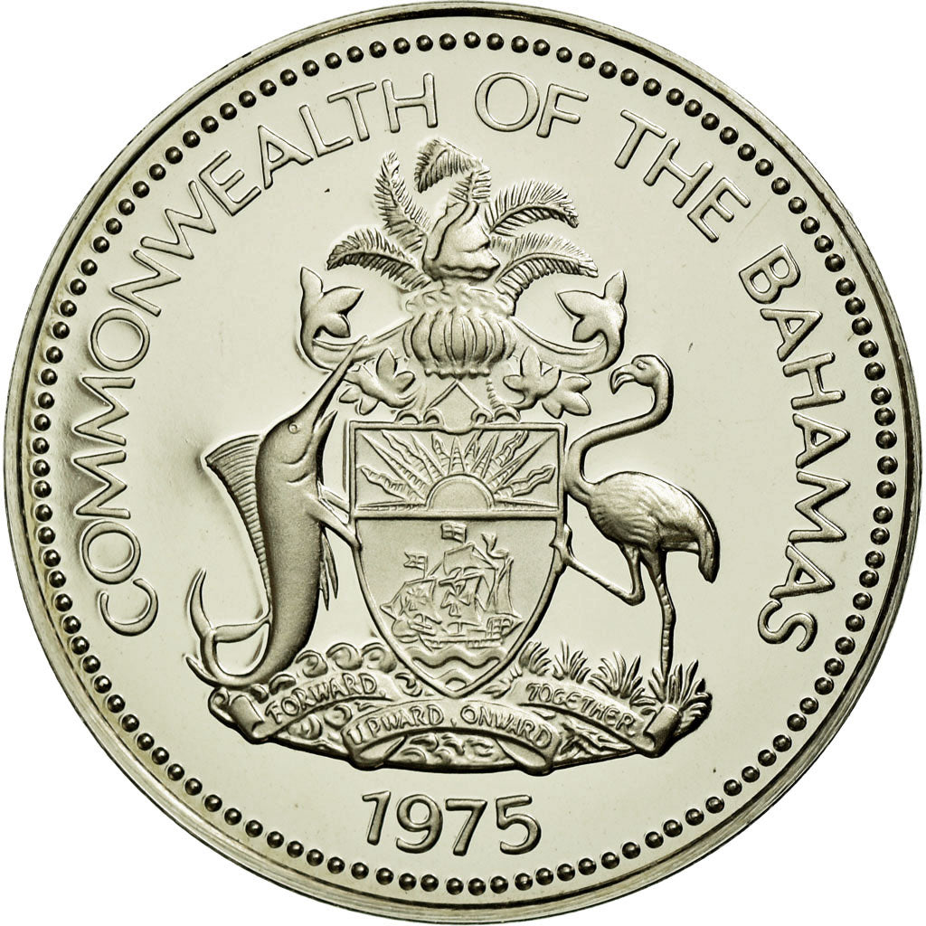 Coin, Bahamas, Elizabeth II, 5 Cents, 1975, Franklin Mint, U.S.A., MS(65-70)