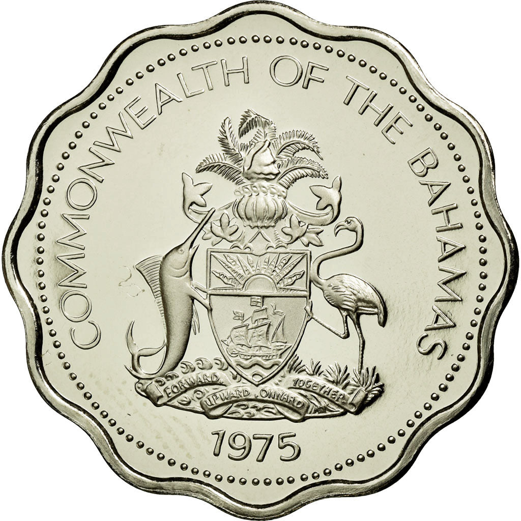 Monnaie, Bahamas, Elizabeth II, 10 Cents, 1975, Franklin Mint, U.S.A., FDC
