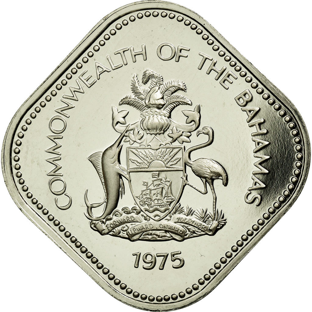Moneta, Bahamas, Elizabeth II, 15 Cents, 1975, Franklin Mint, U.S.A., FDC