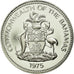 Moeda, Baamas, Elizabeth II, 25 Cents, 1975, Franklin Mint, U.S.A., MS(65-70)