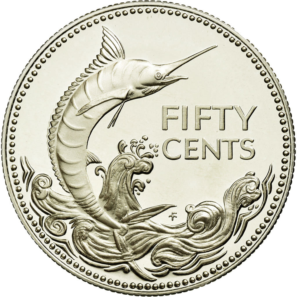 Monnaie, Bahamas, Elizabeth II, 50 Cents, 1975, Franklin Mint, U.S.A., FDC