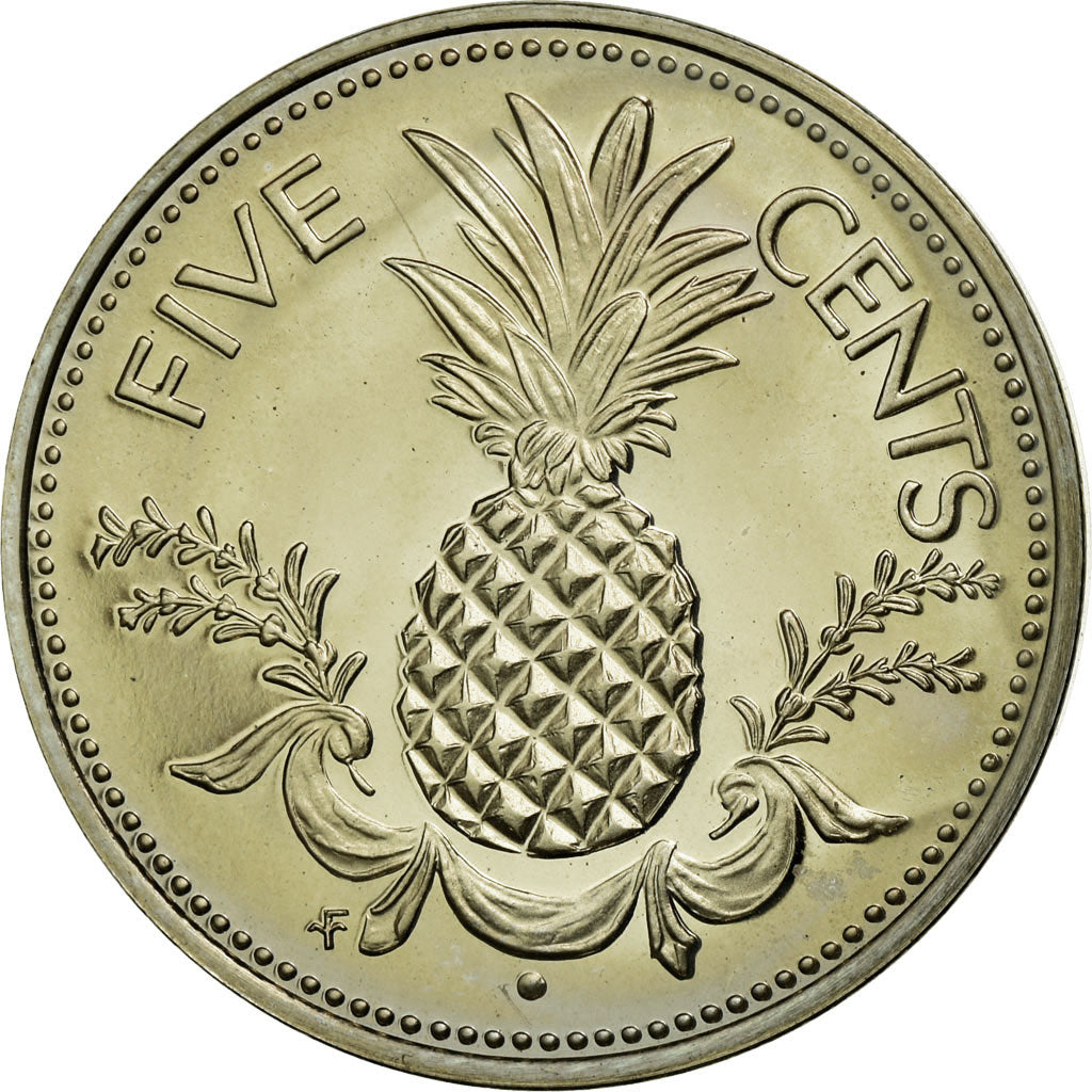 Coin, Bahamas, Elizabeth II, 5 Cents, 1974, Franklin Mint, U.S.A., MS(65-70)