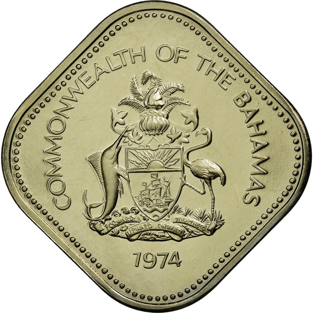 Monnaie, Bahamas, Elizabeth II, 15 Cents, 1974, Franklin Mint, U.S.A., FDC
