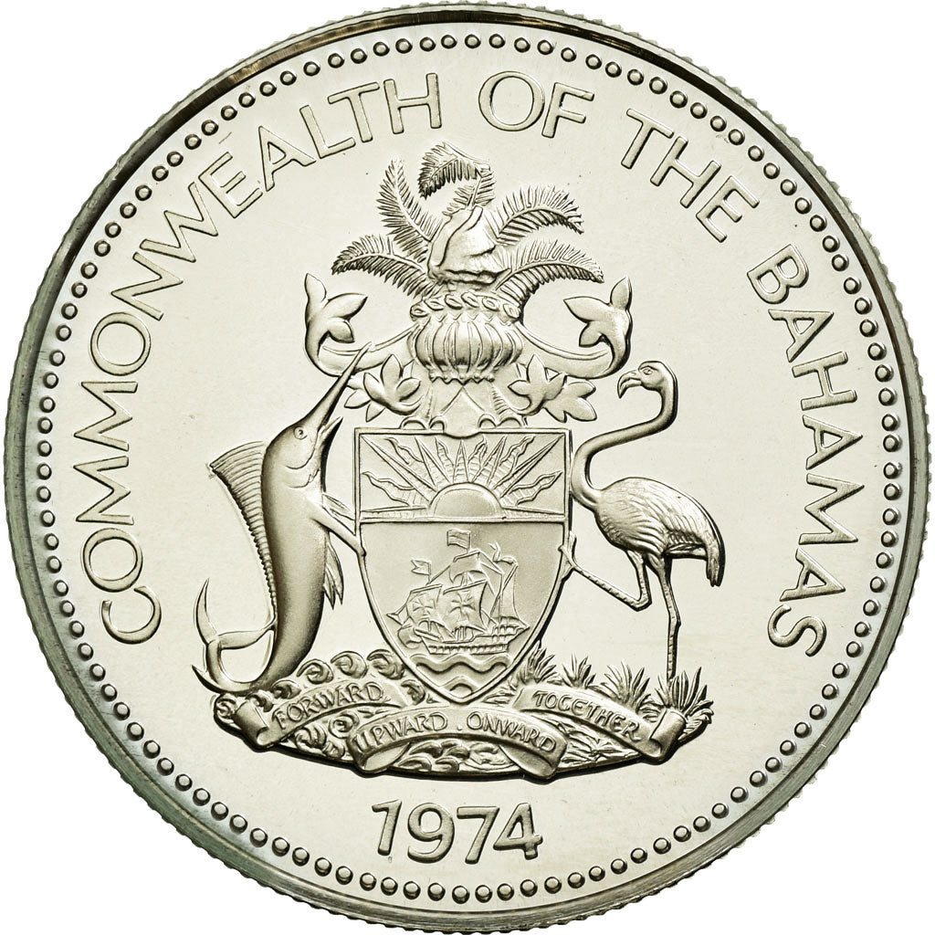 Münze, Bahamas, Elizabeth II, 50 Cents, 1974, Franklin Mint, U.S.A., STGL