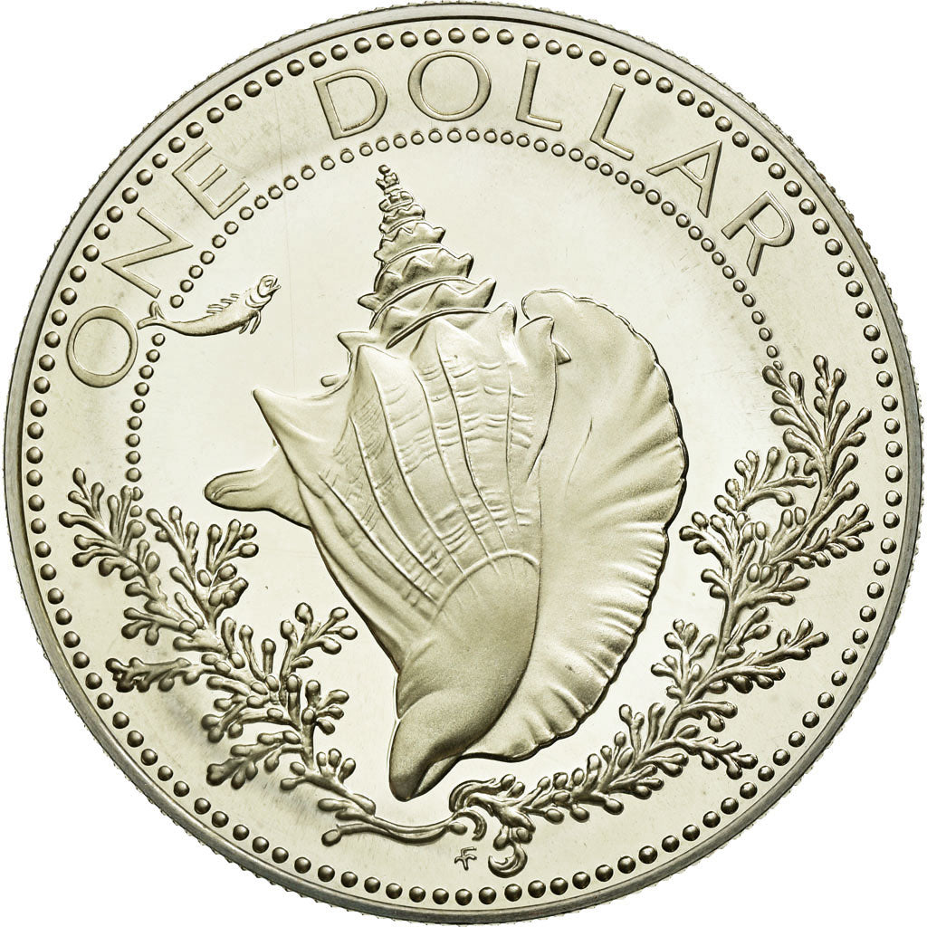 Moneda, Bahamas, Elizabeth II, Dollar, 1974, Franklin Mint, U.S.A., FDC, Plata