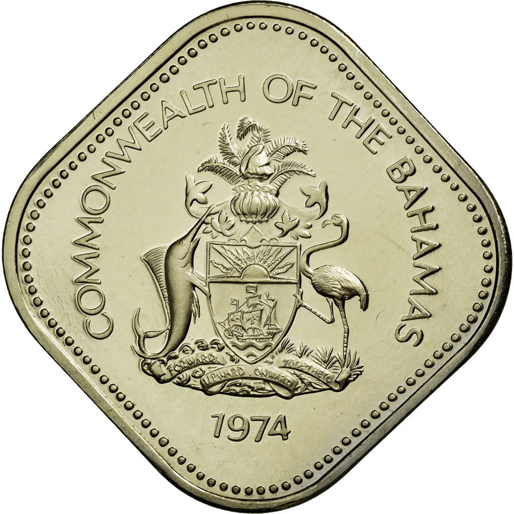 Monnaie, Bahamas, Elizabeth II, 15 Cents, 1974, Franklin Mint, U.S.A., FDC
