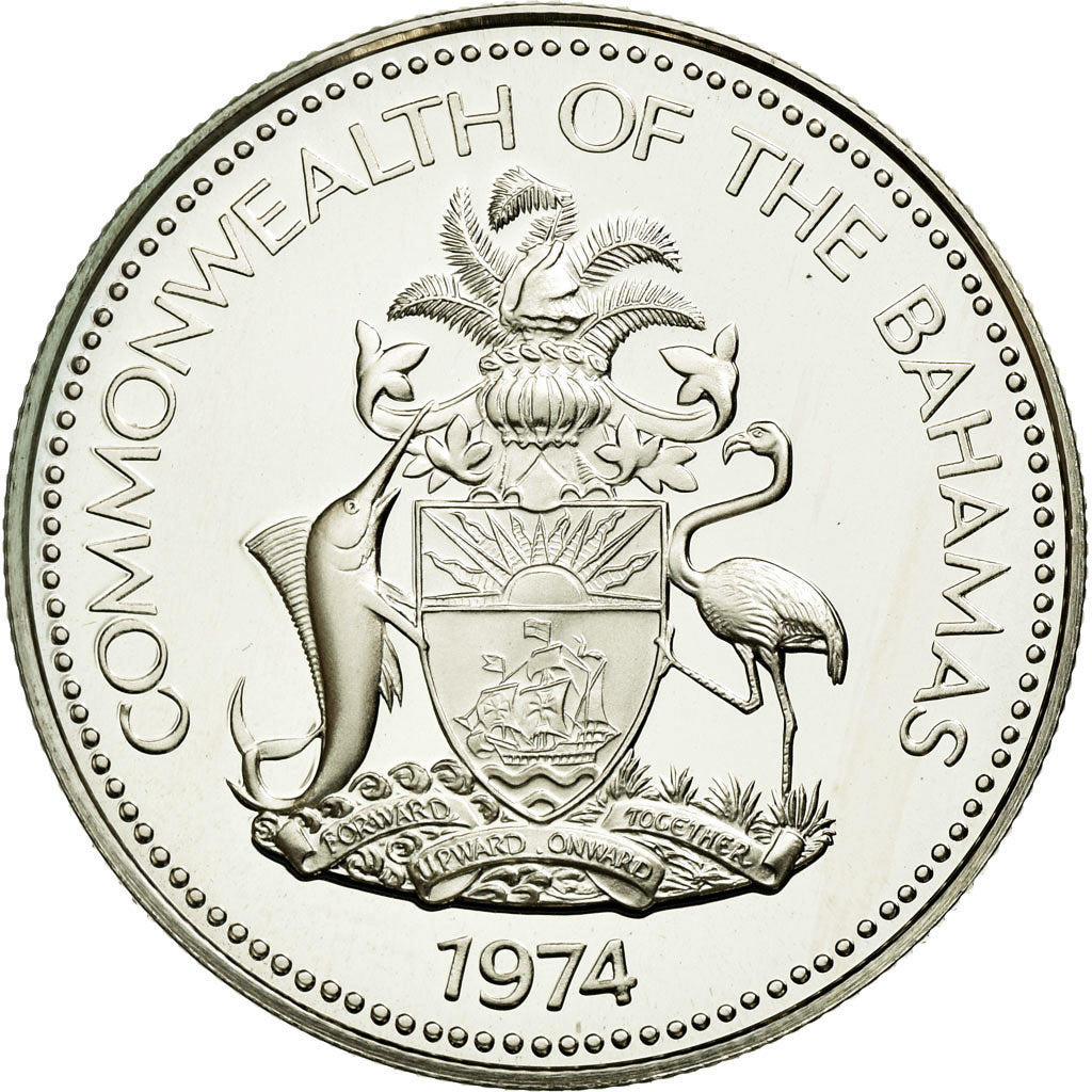 Moneta, Bahamas, Elizabeth II, 50 Cents, 1974, Franklin Mint, U.S.A., FDC