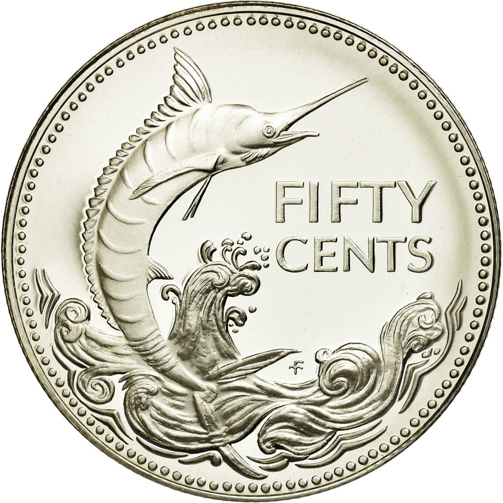 Moneta, Bahamas, Elizabeth II, 50 Cents, 1974, Franklin Mint, U.S.A., FDC