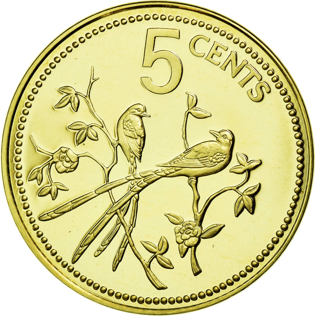 Coin, Belize, 5 Cents, 1975, Franklin Mint, MS(65-70), Silver, KM:47a