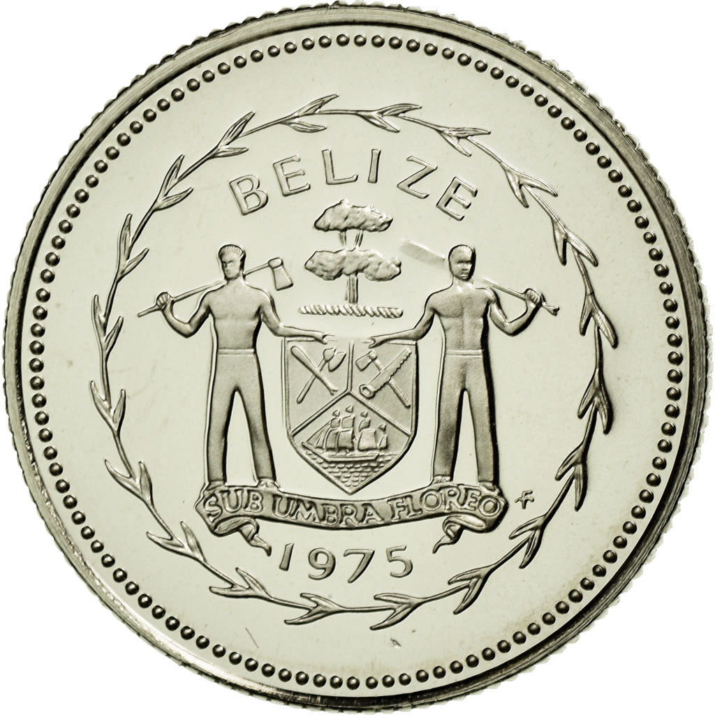 Coin, Belize, 10 Cents, 1975, Franklin Mint, MS(65-70), Silver, KM:48a