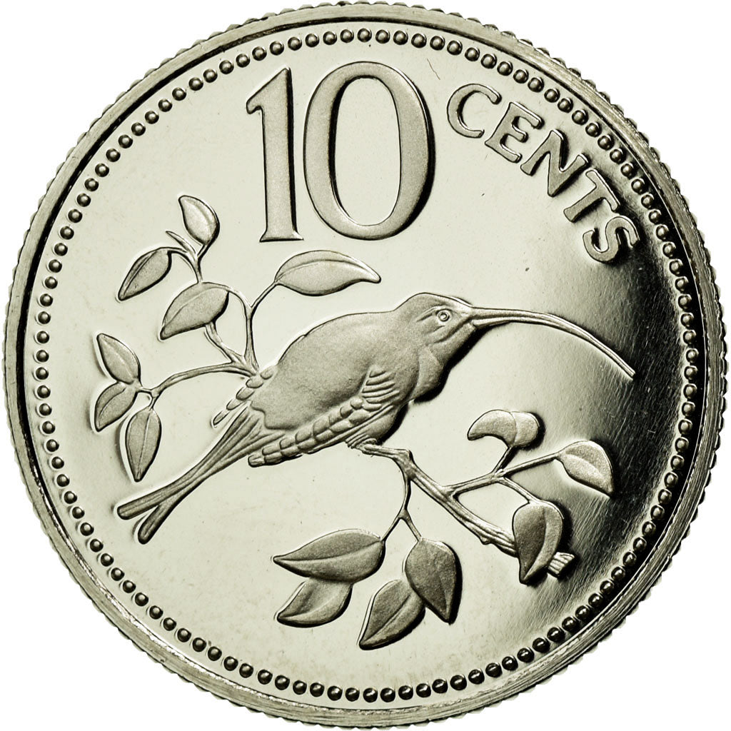 Coin, Belize, 10 Cents, 1975, Franklin Mint, MS(65-70), Silver, KM:48a