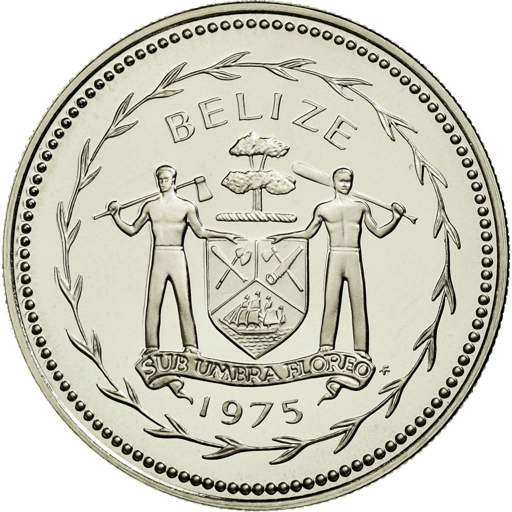 Coin, Belize, 25 Cents, 1975, Franklin Mint, MS(65-70), Silver, KM:49a