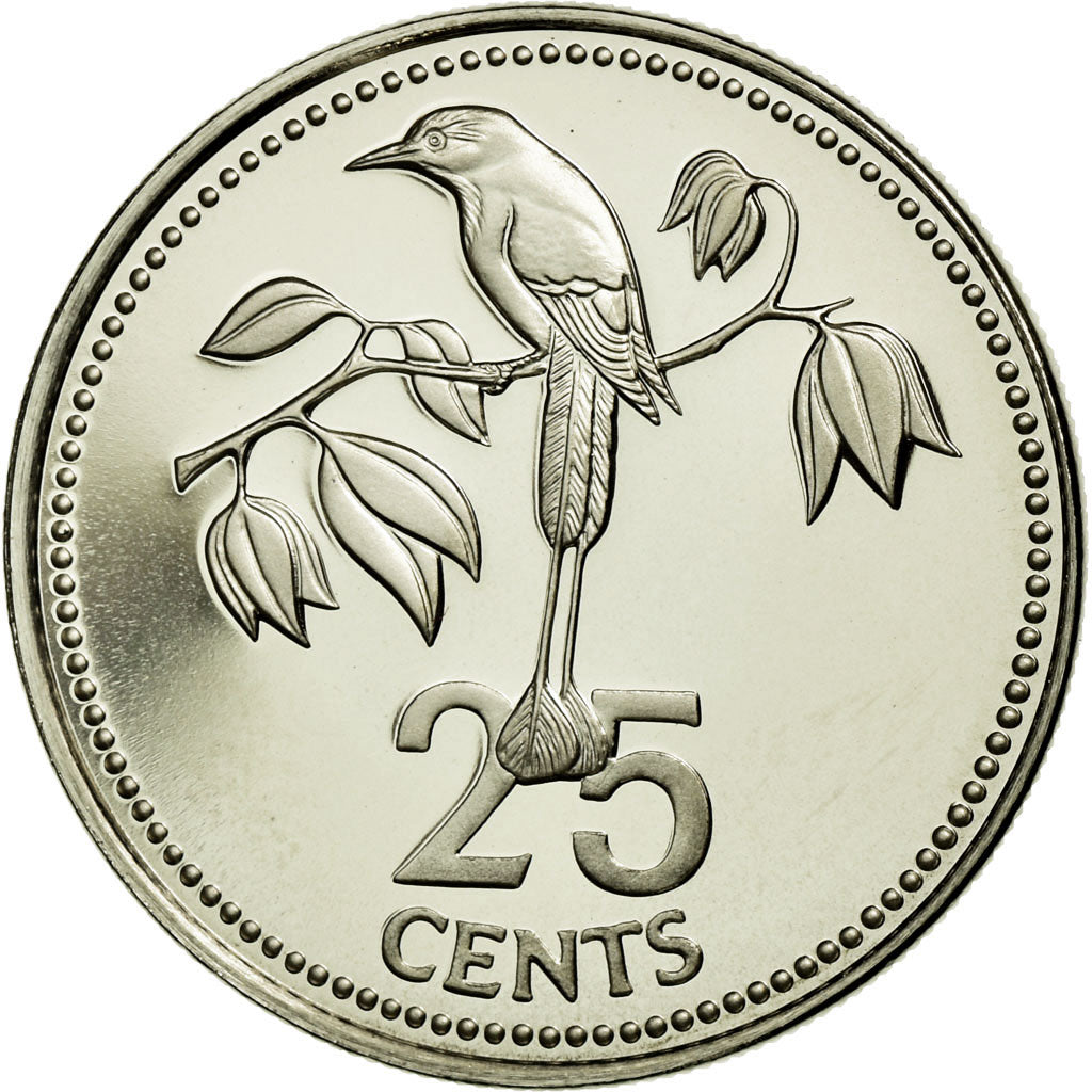 Coin, Belize, 25 Cents, 1975, Franklin Mint, MS(65-70), Silver, KM:49a