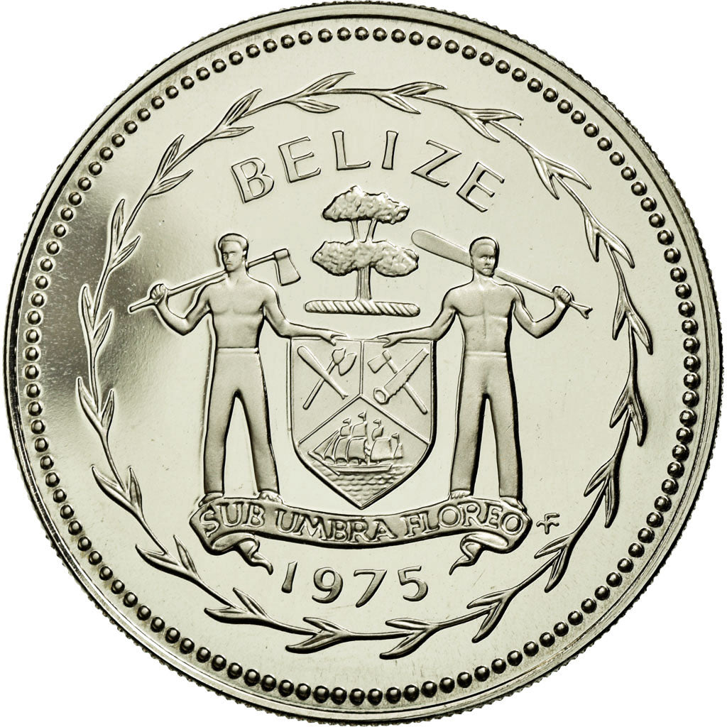 Coin, Belize, 50 Cents, 1975, Franklin Mint, MS(65-70), Silver, KM:50a