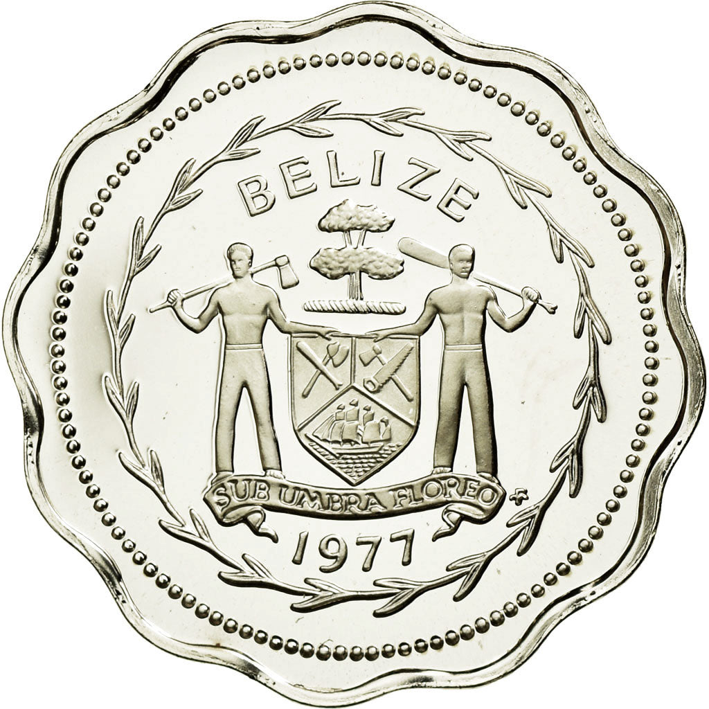 Coin, Belize, Cent, 1977, Franklin Mint, MS(65-70), Aluminum, KM:46b